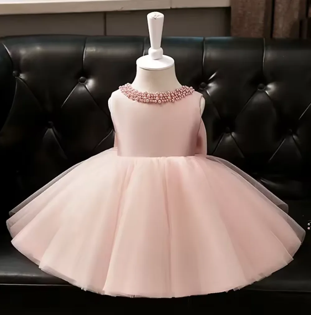 

2025 Piano Performance Dress Girls New Pink Sleeveless Princess Gown Host Recital Stage Event Matching Catwalk Trend Formal