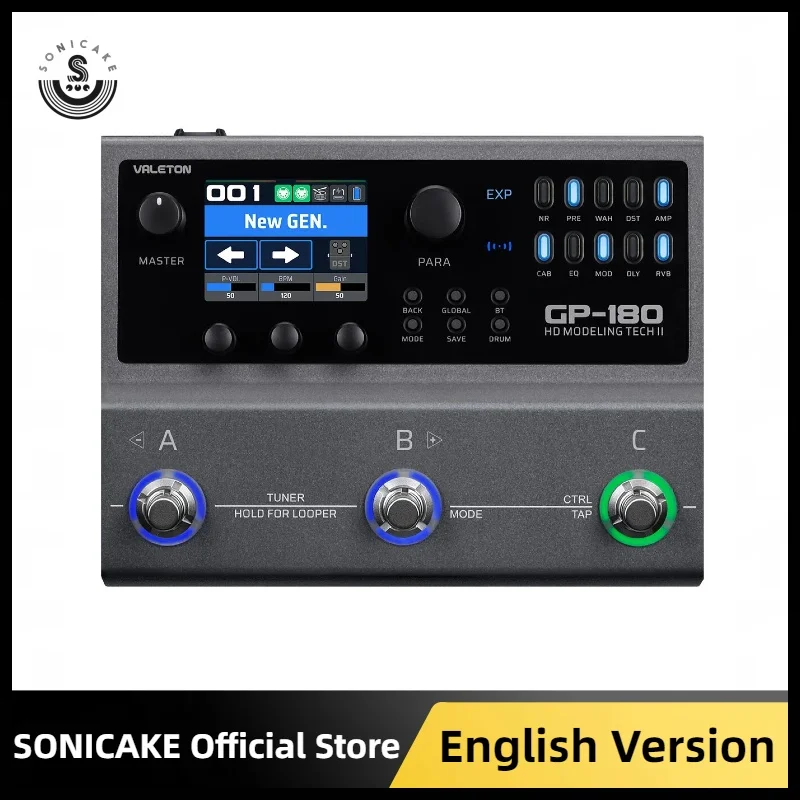 

Мультиэффектный процессор VALETON GP-180 для настольного использования: 200+ HD-моделирований эффектов, загрузка IR-моделей и поддержка NAM, управление через приложение (английский язык)