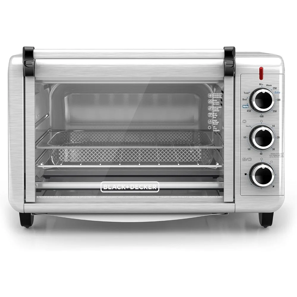 6-Slice Crisp 'N Bake Air Fry Toaster Oven,5 Cooking Functions, 60 Minute Timer, Stainless Steel