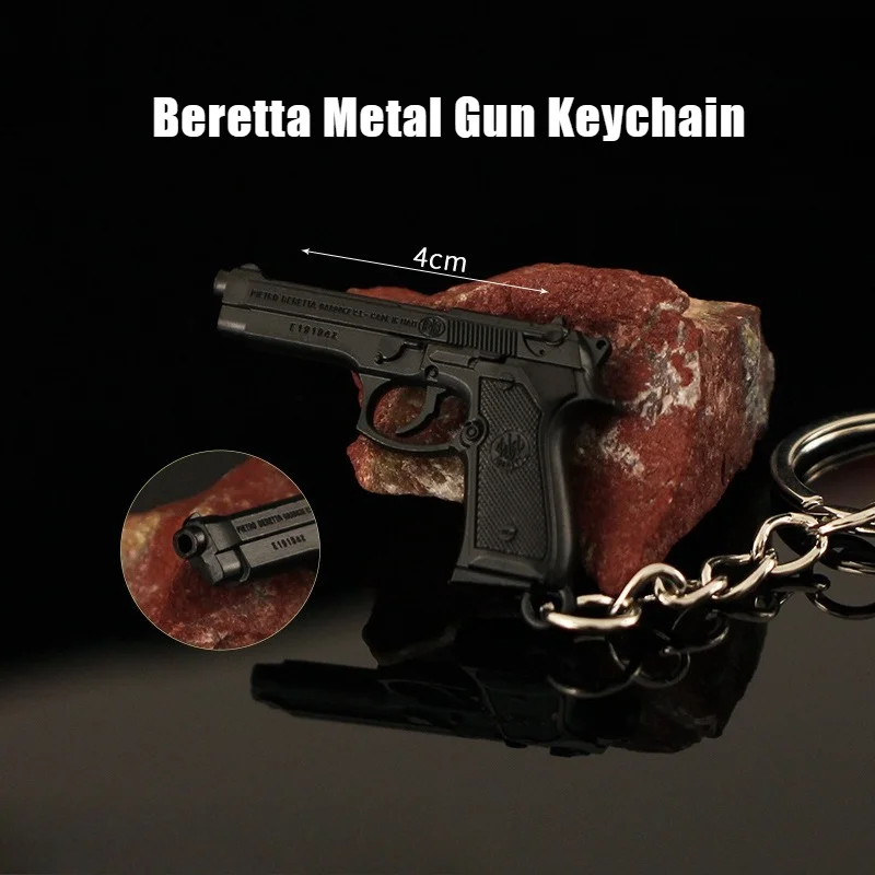 New PUBG Mini Beretta M92A1 Pistol Model Alloy Keychain Metal Gun Pendant Jewelry Decoration Crafts Figurines & Miniatures