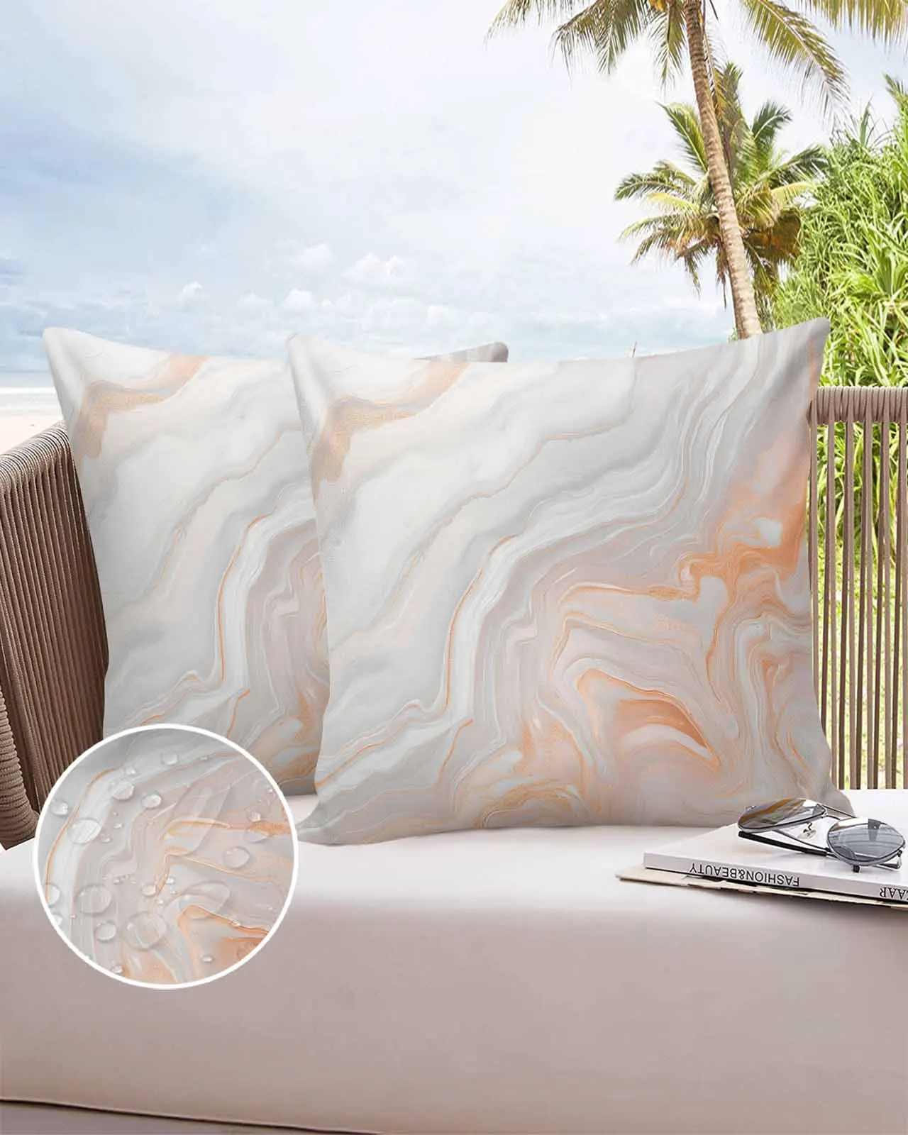 

Waterproof Pillow Cover Abstract Streamline Marbling Bronzing Outdoor Pillowcase Case Garden Patio Cushion Covers Home Decor