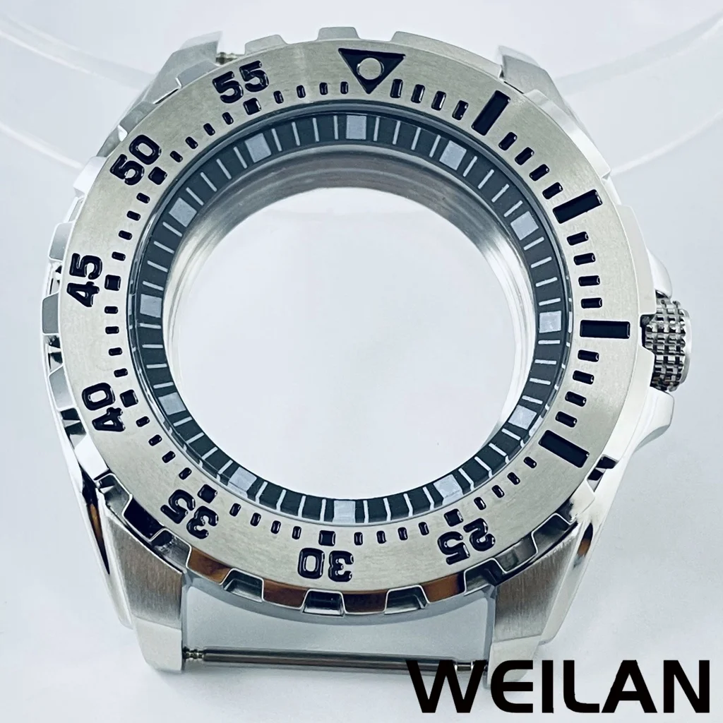 

44 мм, Серебристые часы из нержавеющей стали, цвет черный, синий, зеленый, подходит для NH34 NH35 NH36 NH38 NH39 NH70 N