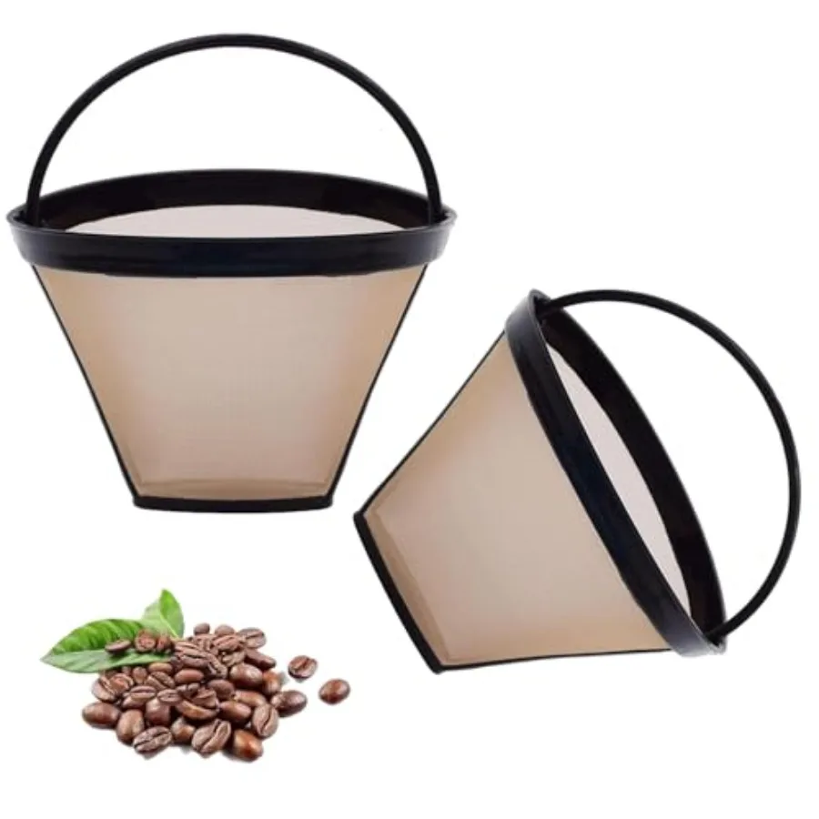 

2pcs Reusable #4 Cone Coffee Filter Basket for Ninja and Cuisinart Coffee Makers Coffee Accessories - 2 Pack Permanent Replacem