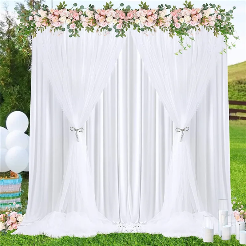 

2PCS White Backdrop Curtain for Party Wedding Wrinkle Free Photo Curtains Backdrop Drapes Fabric Decoration for Baby Shower