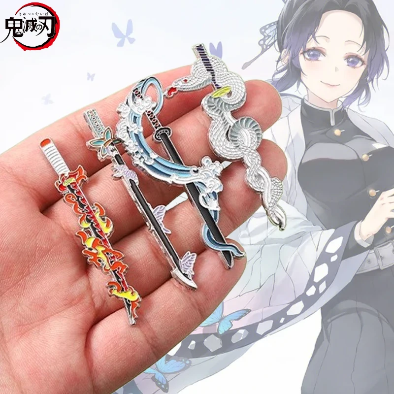 Demon Slayer Katana emalia przypinka Kimetsu No Yaiba miecz odznaki na plecak Tanjirou Shinobu Katana broszki Pin Anime prezenty