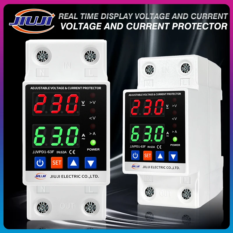 Adjustable Voltage Current Protector Digital Display Over Under Voltage Overcurrent Protection for Solar PV EV Charger Motor