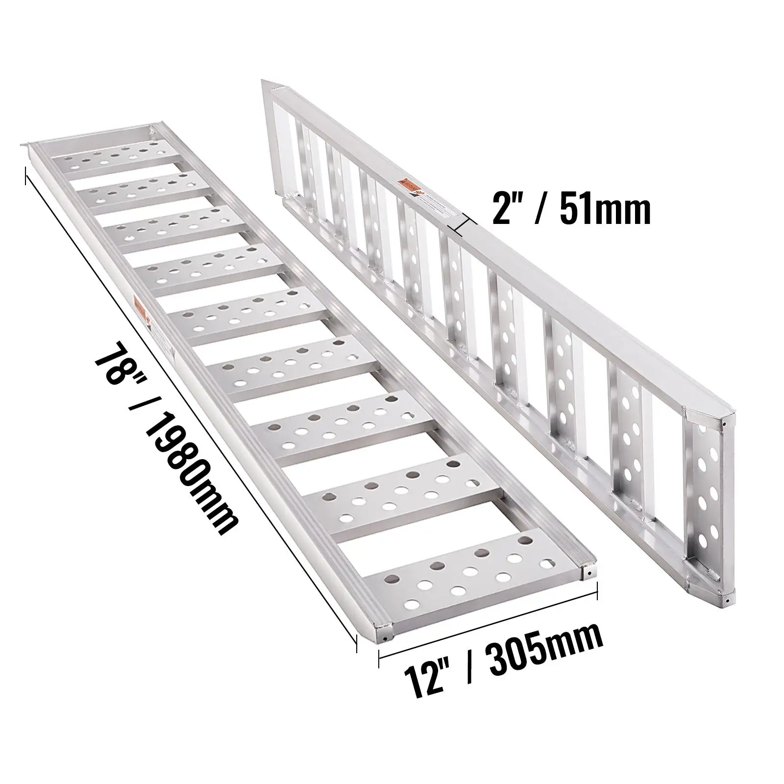 Aluminum Ramps, 1250lbs, Straight Ramp with Treads and Load Straps, Portable Loading Ramp for motorcycles , ATVs, Trucks, Lawn Mower, Dirt Bike, Garden Tractor, 78