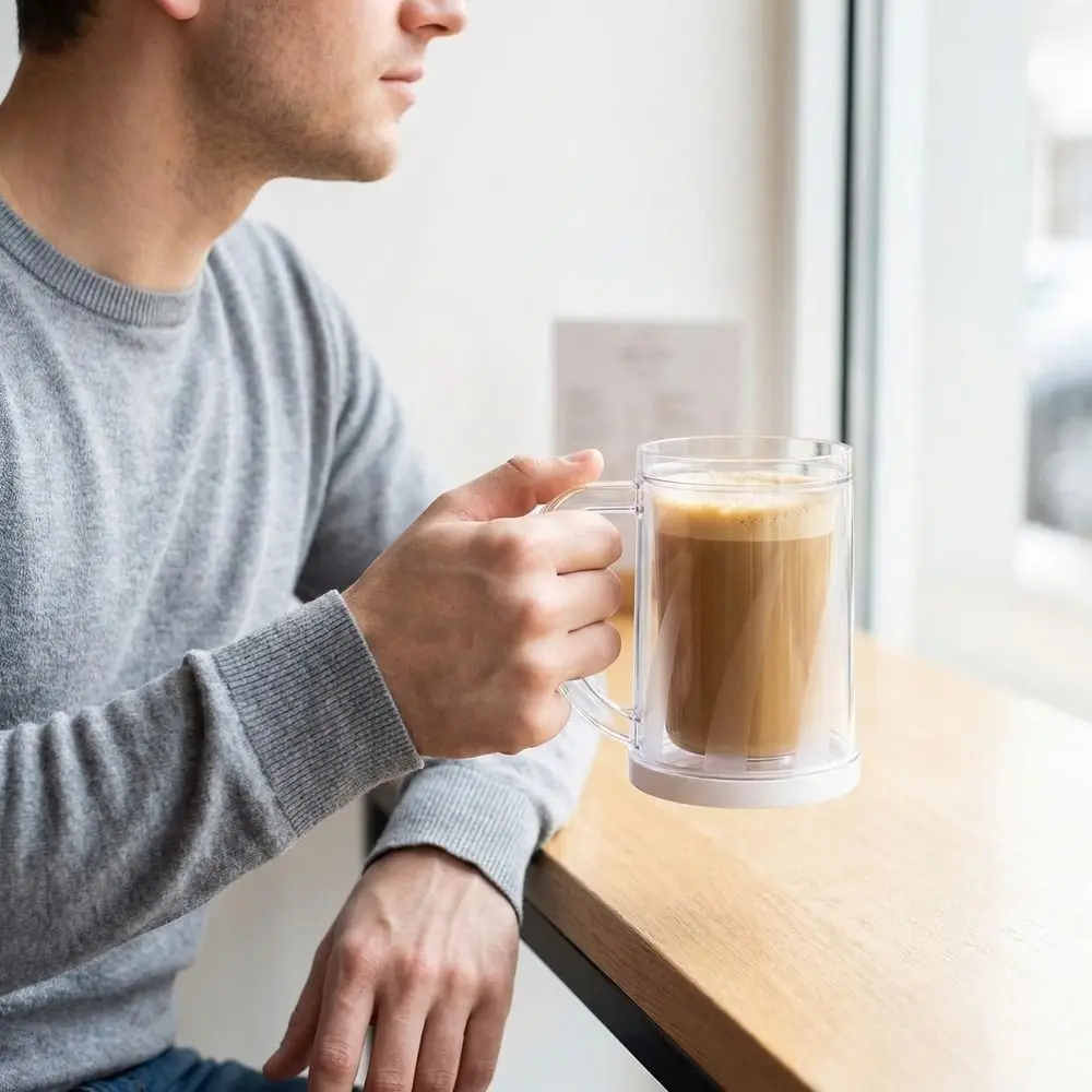 Plastic Cold Drink Chilled Cups Washable Large Capacity Ice Coffee Cup Transparent Reusable Freeze Beer Glass Barbecue