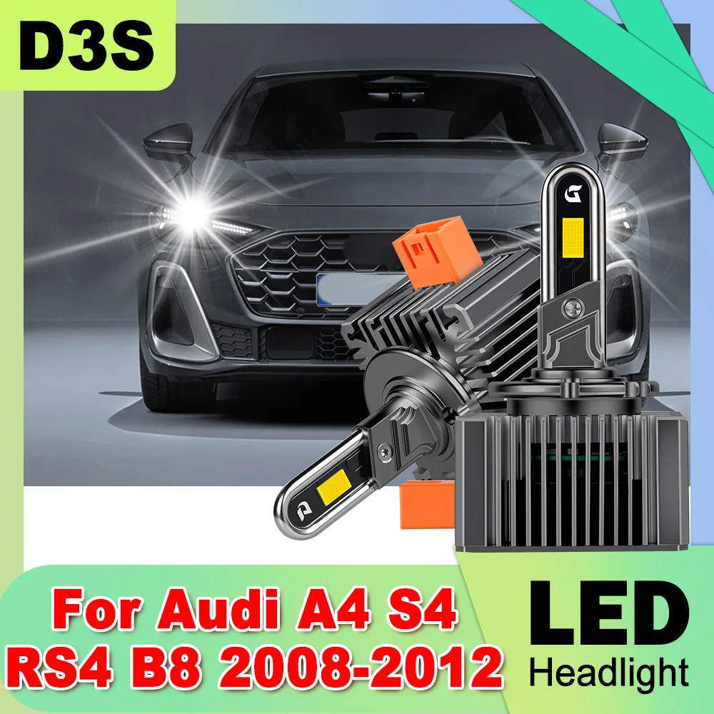 

2 шт. светодиодные ксеноновые фары D3S с вентилятором, дизайн 1:1, 6000K белый свет, для Audi A4 S4 RS4 B8 2008-2011 2012, Canbus Turbo HID Xenon Light