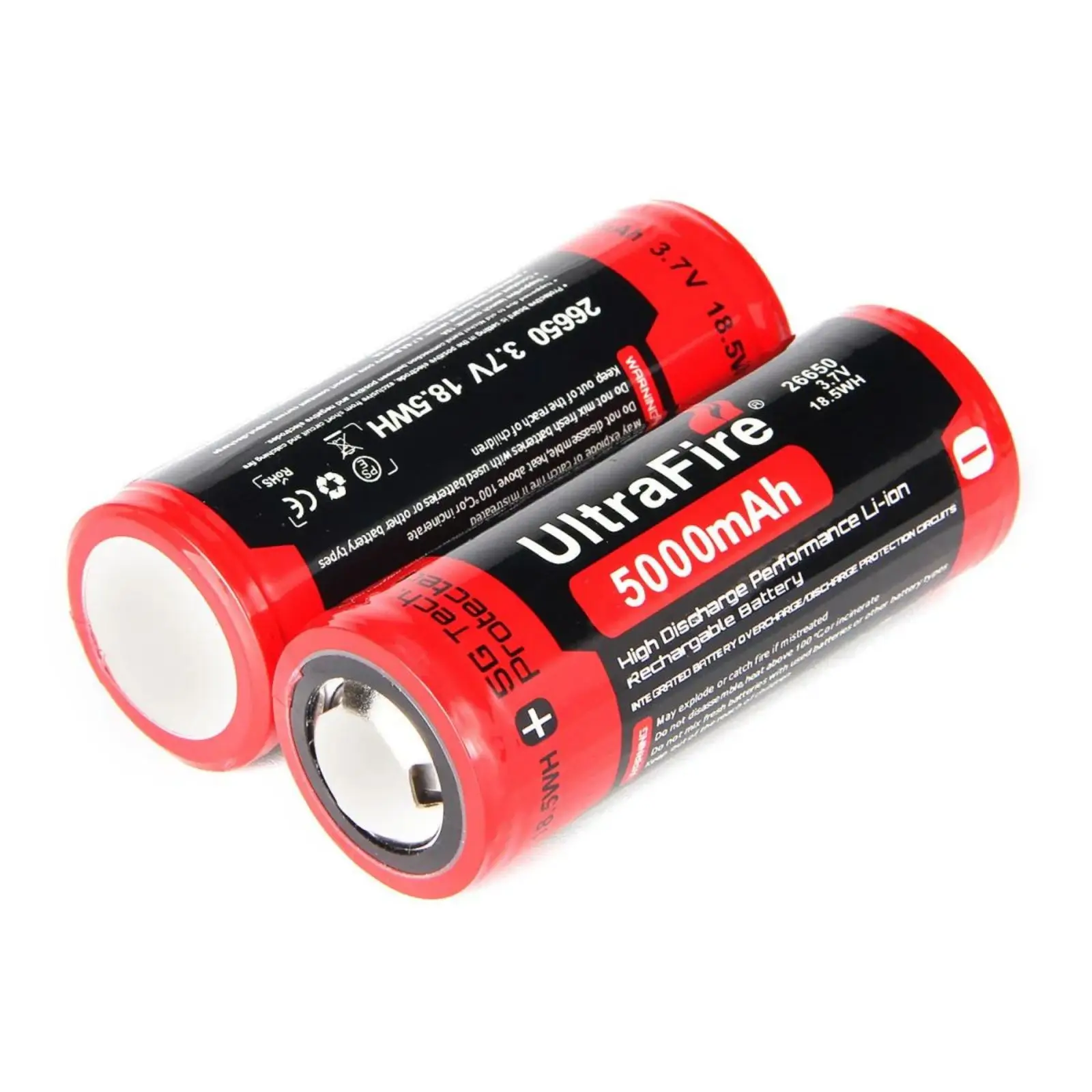 UltraFire 26650 5000mAh High Capacity 3.7V Lithium Battery 69MM with PCB for Flashlight Power Bank Li-ion Rechargeable Batteries