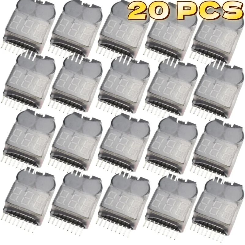 20 PCS Lipo Battery Voltage Tester volt meter monitor buzzer Alarm 1-8s 3.7V-22.2V For Rc Lipo Battery Models