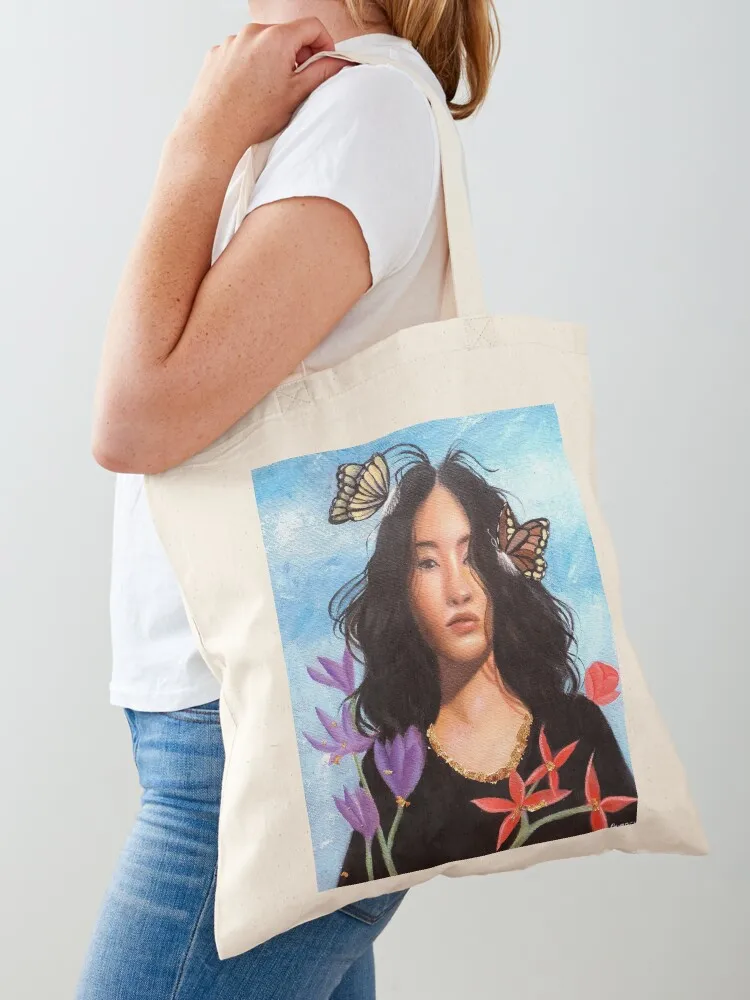 

oil portrait with butterflies Tote Bag tote bags men hand bag ladies bag luxury women shopping logo