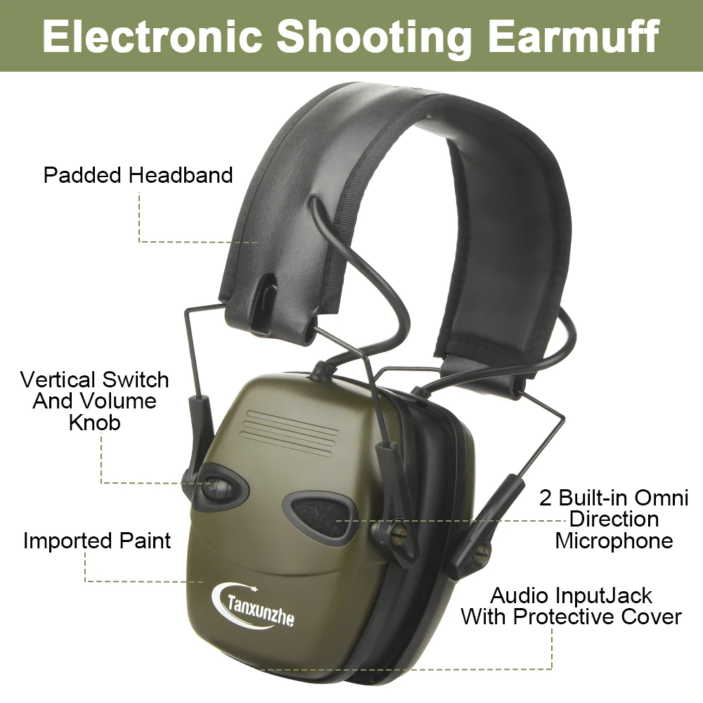 Tactical Electronic Shooting Earmuffs Outdoor Hunting Sound Pickup and Noise Reduction Impact Hearing Protection Helmet