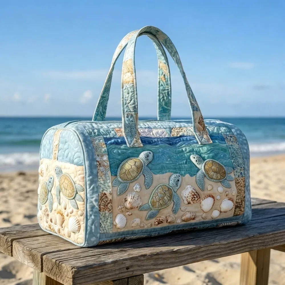 

Shoulder Strap Quilted Duffle Bag 3D Quilting Craft Animals Pattern Travel Duffel Bag Large Capacity Tote Bags Sports Gym Bag