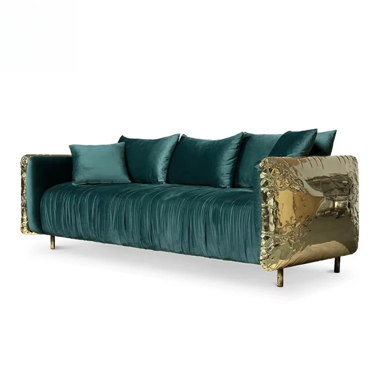High-end Custom Italian Couches Living Room Solid Wood Fabric Sofa House Villa Sitting Room Luxury Modern Furniture Sofa
