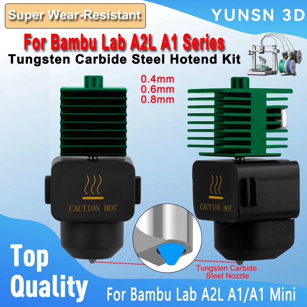 For Bambu Lab A2L A1 Mini Hotend Kit Upgraded One-Piece Tungsten Carbide Steel Nozzle Hot End For Bambulab A1 3D Printer Parts