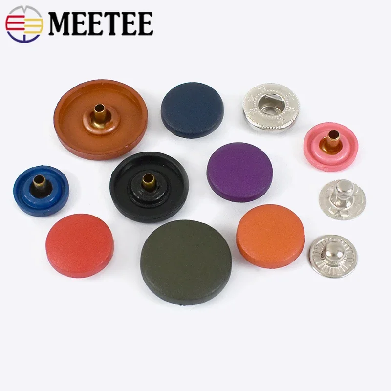 Meetee 50set 12/15/18/20/23mm Plastic Snap Buttons Round Invisible Stud Fastener Button for Uniform DIY Garment Sewing Buckle