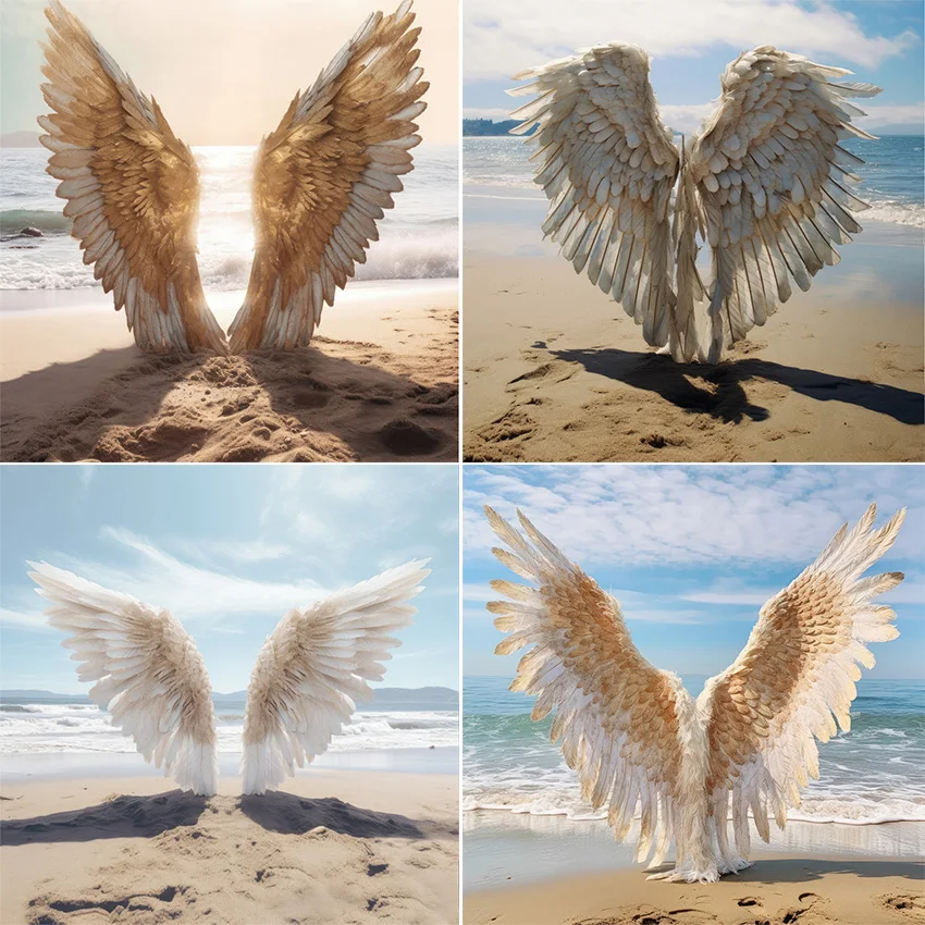 

Mehofond Photography Background Summer Beach Angel Wings Adult Birthday Wedding Maternity Portrait Decor Backdrop Photo Studio