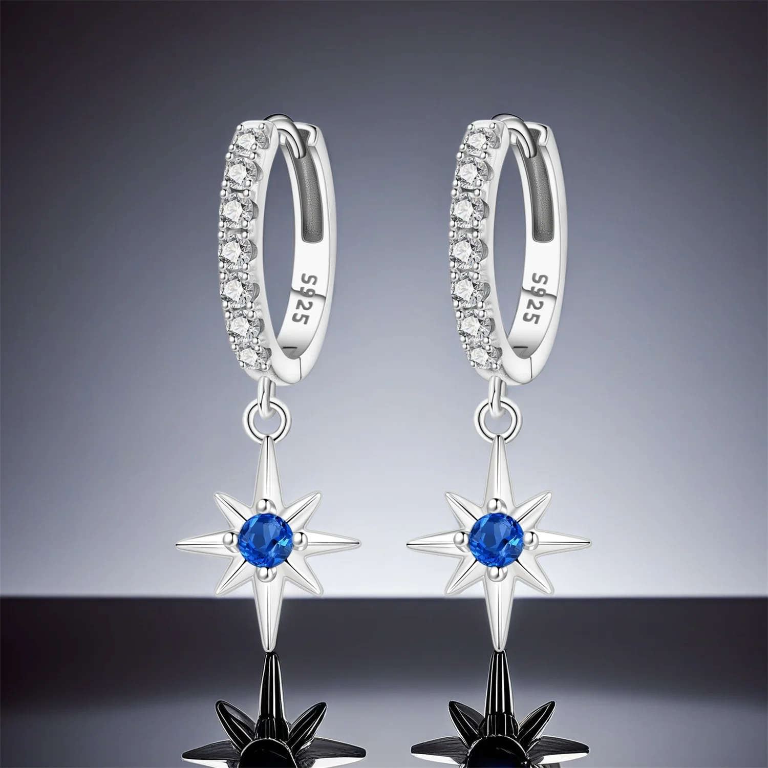 Cycuff 925 فضة بسيط الأزرق الزركون ستار إسقاط أقراط النساء أقراط سحر موضة تنوعا مجوهرات الحفلات هدايا #2