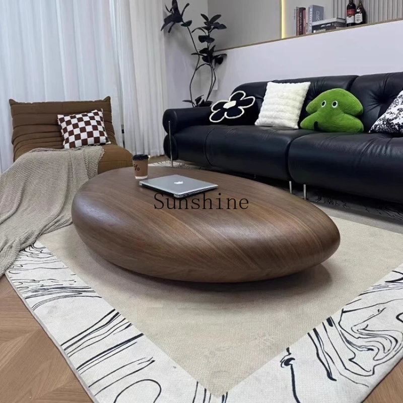 

Italian minimalist senior designer creative cobblestone large apartment walnut coffee table