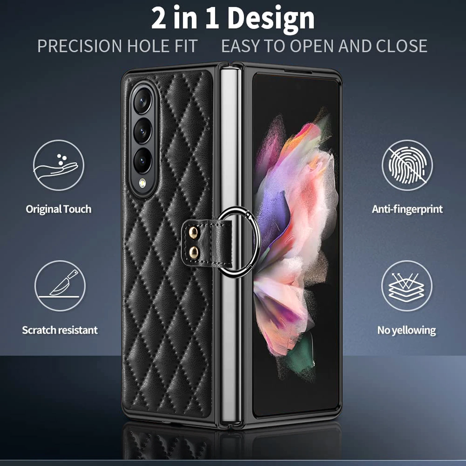 Imagem -05 - Telefone com Protetor de Tela Anel para Samsung Galaxy z Fold Fold Fold Shell Tampa Traseira Case de