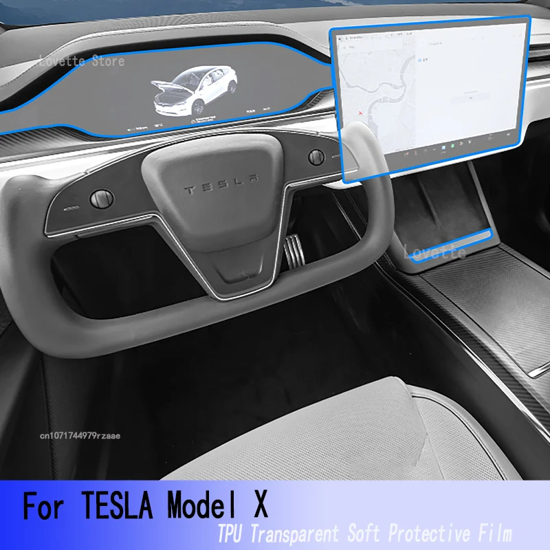 

For TESLA Model X 2023-2024 Car Interior Center Console Transparent TPU Protective Anti-scratch Repair Film Refit