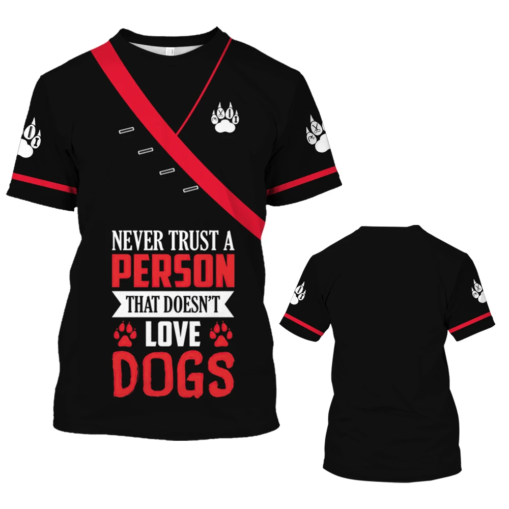 Camiseta de manga corta con cuello redondo para hombre y mujer, uniforme divertido de tienda de mascotas, estampado 3D de peluquero de animales,