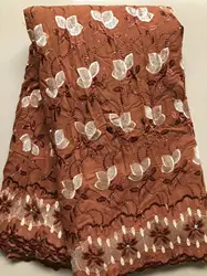 African Satin Cotton Lace Fabrics 2024 High Quality Swiss Voile Lace Fabric With Stones Nigerian Lace Fabrics For Party Dress