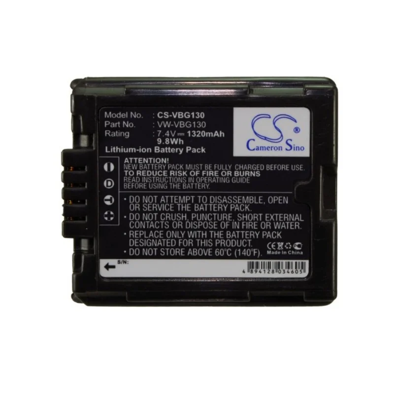 

Li-ion Camera Battery for Panasonic, 7.4V, 1320mAh , Compatible Models: AG-HMC151, AG-HMC41, HDC-HS300K, HDC-HS300P, VDR-D310