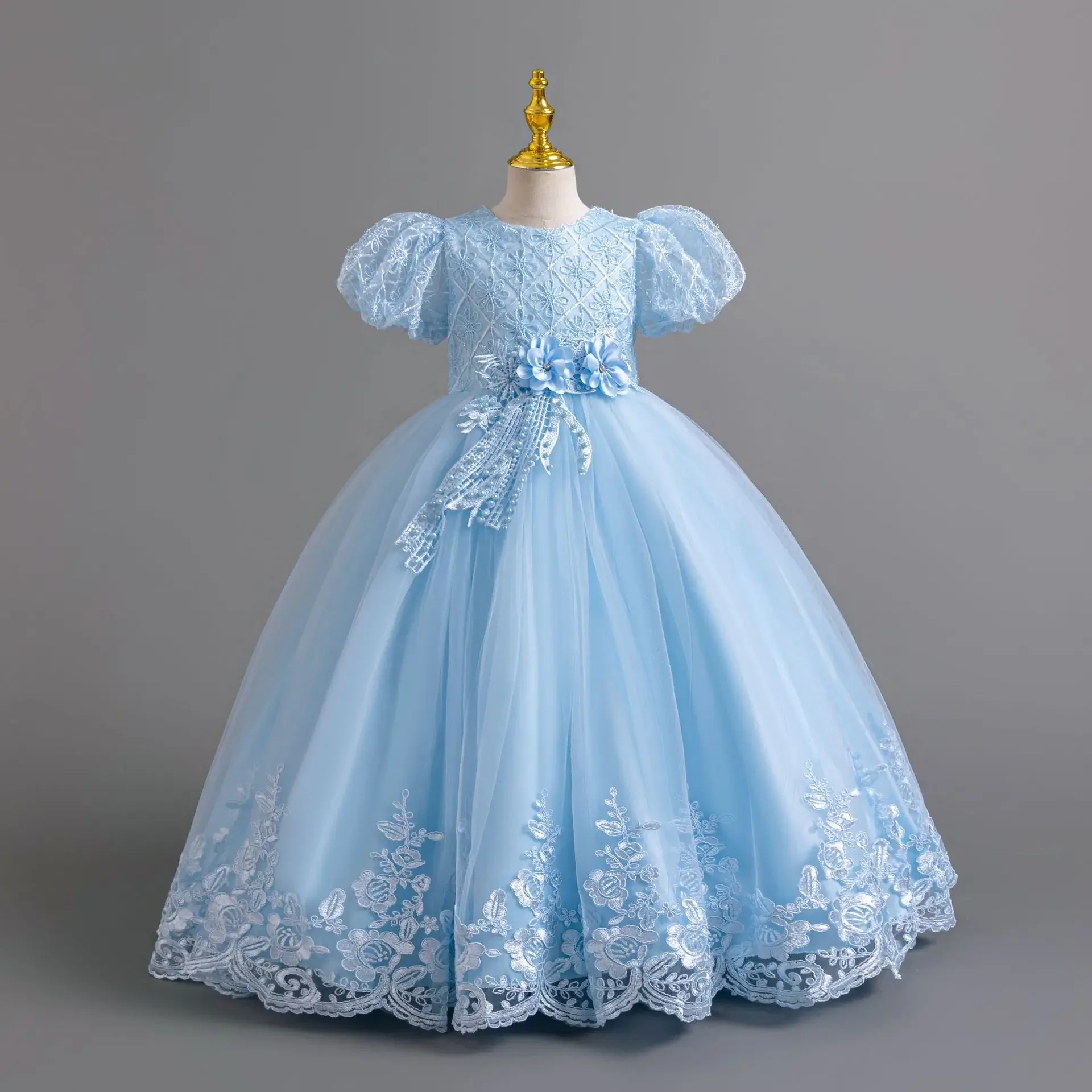 

Party Dresses For Girls Flower Dress White Bridesmaid Wedding Pageant First Communion Clothes Birthday Party Piano Perform Gown