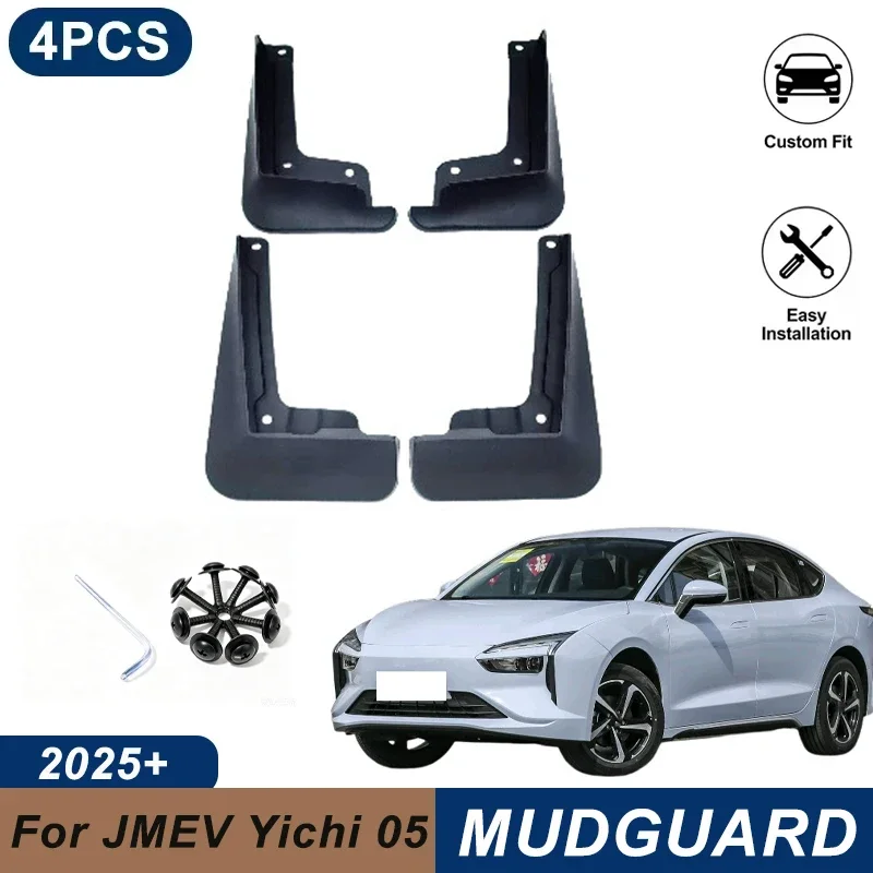 4PCS Car Mud Flaps For JMEV Yichi 05 2025+ Waterproof Anti-Splash Fender Mudguards Auto Exterior Accessories