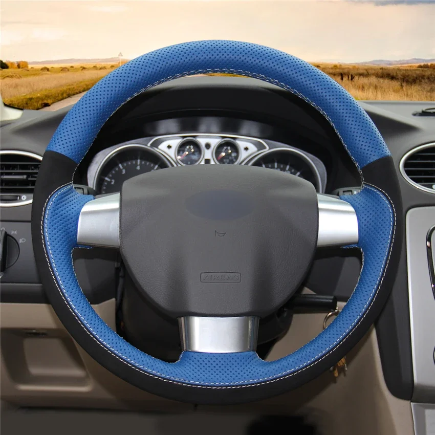 

Чехол на руль из искусственной кожи ручной работы, нескользящий, для Ford Focus 2 2005-2011 (3 спицы), аксессуары для интерьера