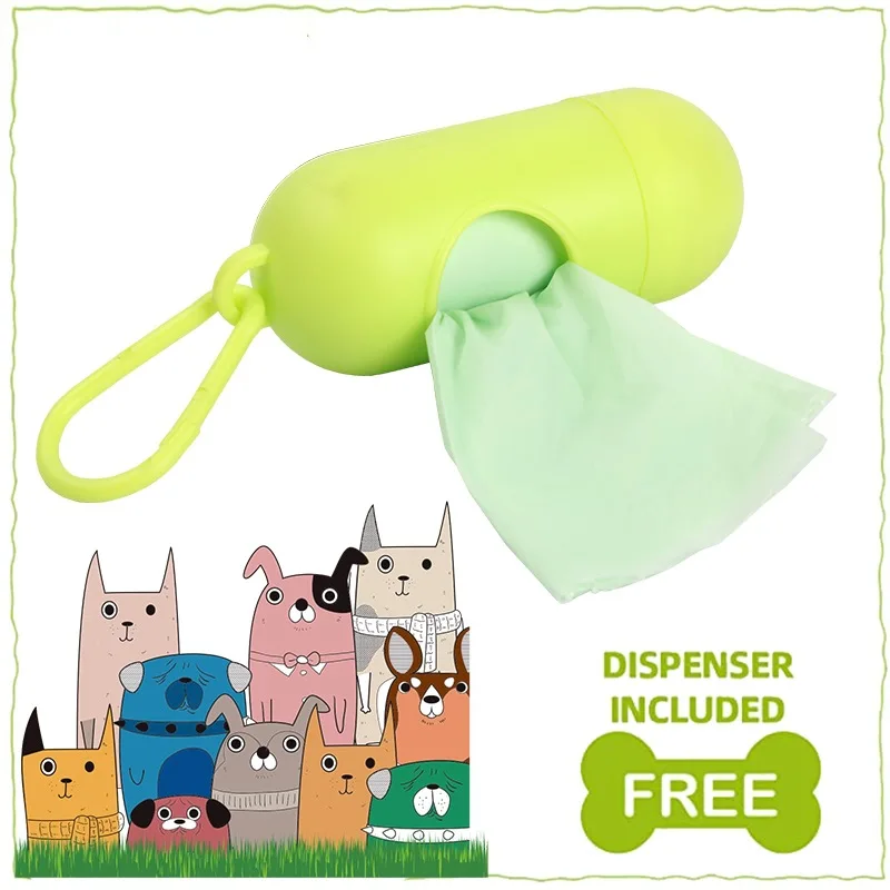 Corn starch 100% biodegradable and compostable dog poop bags ,dog waste bag,poo bag,poop bag  with a dispenser