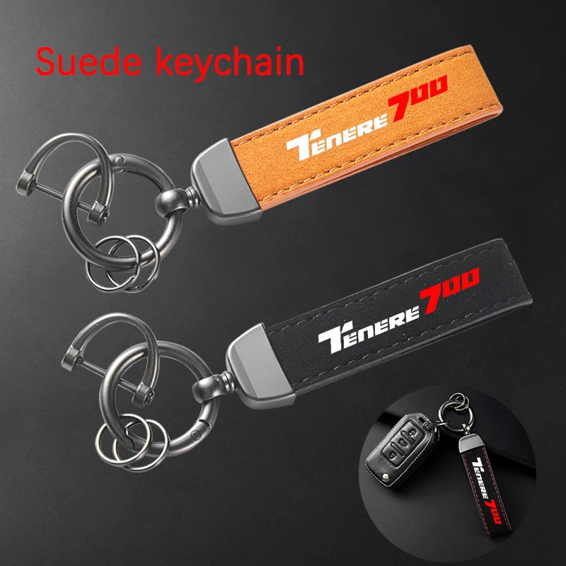 

For Yamaha TENERE 700 Tenere700 XTZ 700 T700 2019-2024 Accessories High-Grade Leather Suede Keychain Motorcycle Key Ring