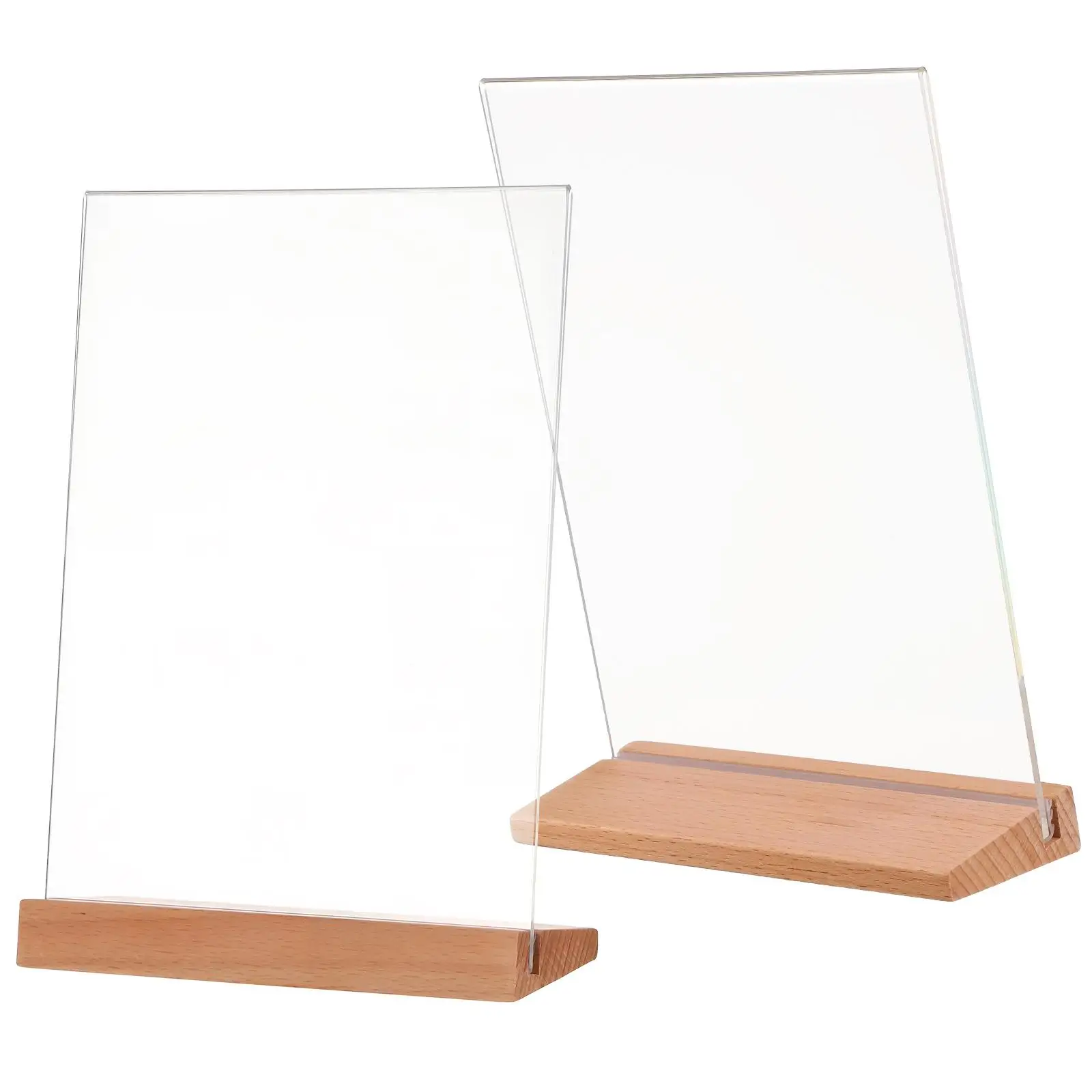 2 Pcs Acrylic Display L Shaped Sign Holders Tabletop Clear Panel Base Brochure Menu Advertising Holder St