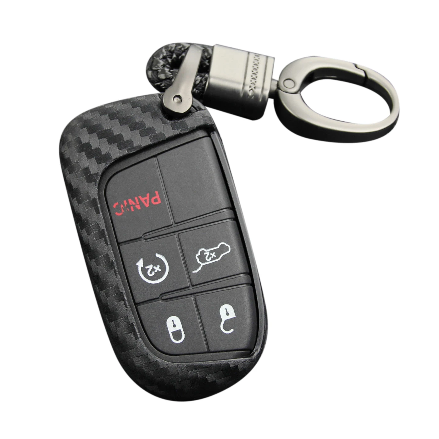 Funda para llave inteligente de fibra de carbono para coche, funda para llavero, soporte para Jeep Grand Cherokee Compass Dodge Durango Journey Charger