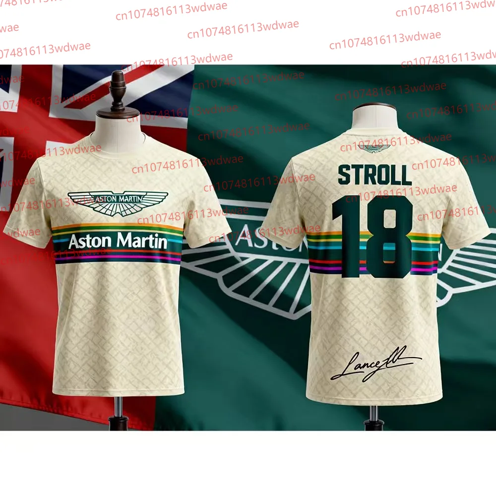 

Aston Martin T-shirt Lance Stroll 18 T-shirt Motorcycle Quick-drying Short-sleeved Sportswear 2025 Fans Signature Version