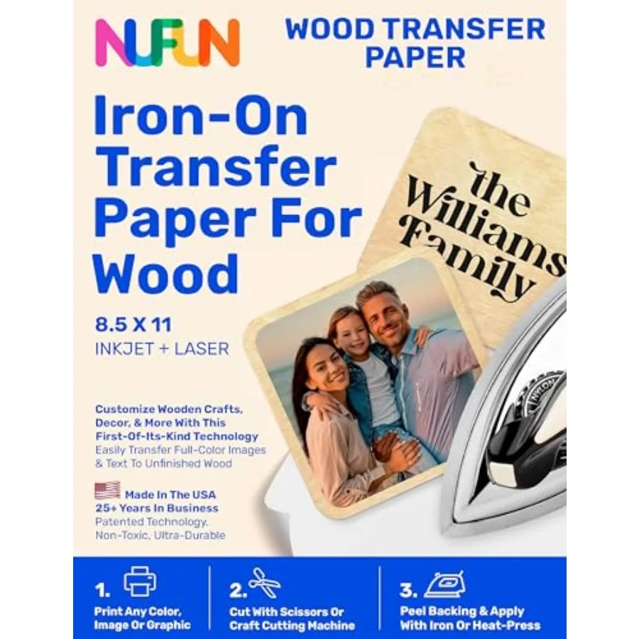 

Printable Iron-on Heat Transfer Paper for Wood, 10 Sheets 8.5 x 11 inch, Long Lasting, Durable, Professional Quality, Easy DIY,