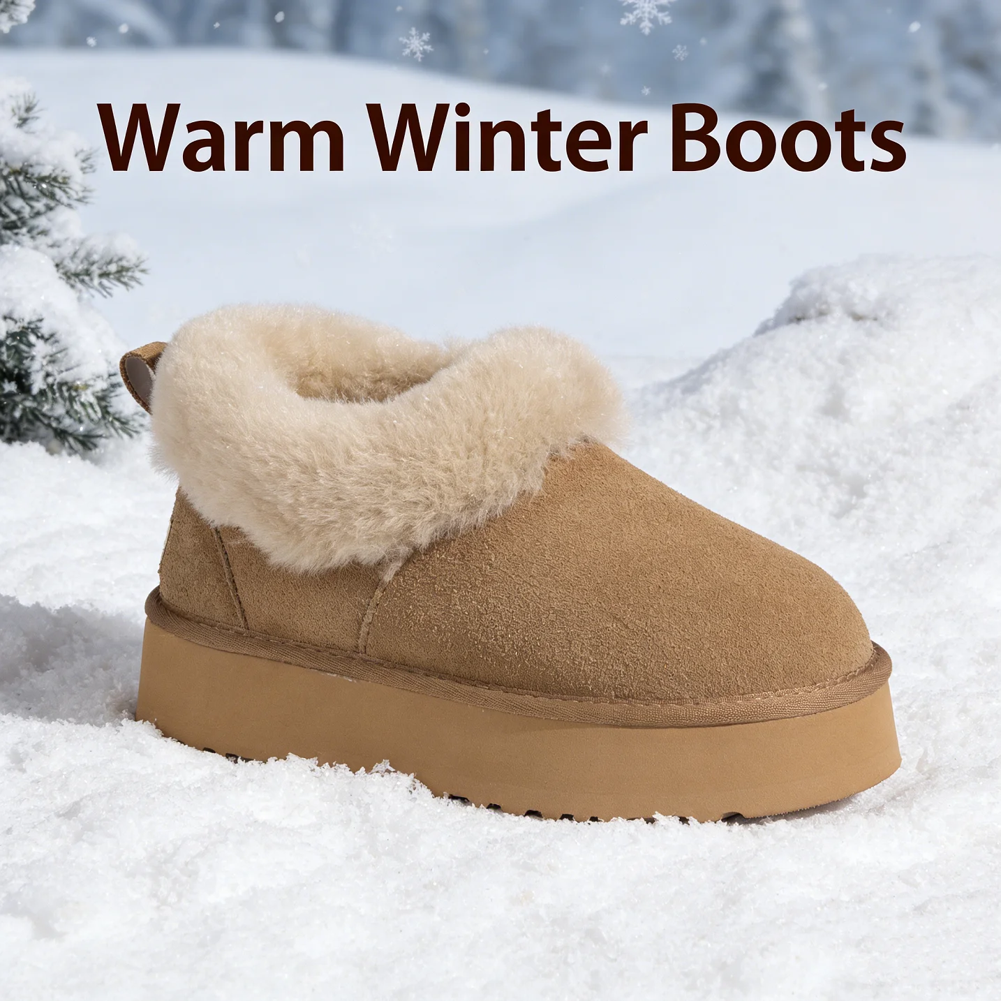 أحذية شتوية أصلية فاخرة من العلامة التجارية الفيلكرو أحذية كاحل قطيفة للنساء أحذية قطنية دافئة سهلة الارتداء بتصميم أسترالي أحذية بمقدمة مستديرة #5