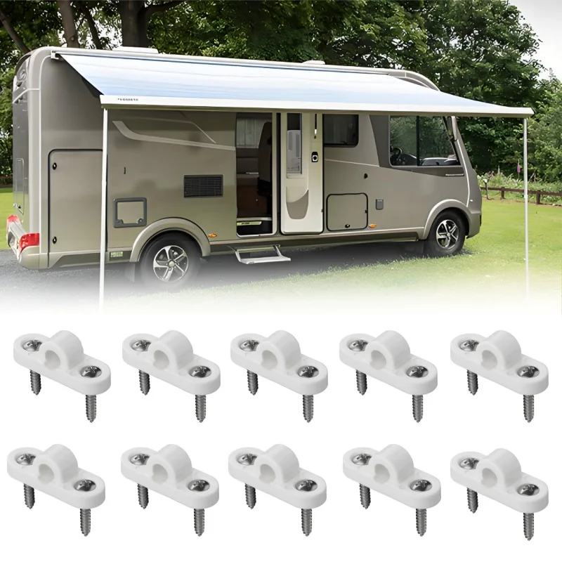 

10 Set Horizontal Plastic Wall Eyes Set With Screws Mounting Axes For Tent Roof Rod Universal RV Caravan Sunshade Accessories