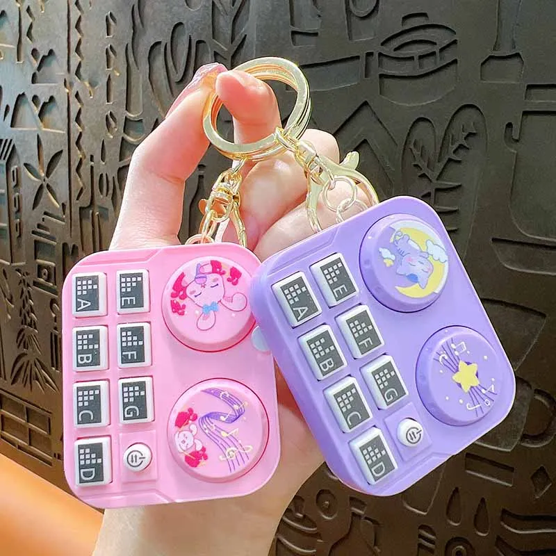 Creative Funny Mini Musical Instrument Toy Keychain Pendant Cartoon Cute Animal Disc Player Electronic Toys Kids Birthday Gifts