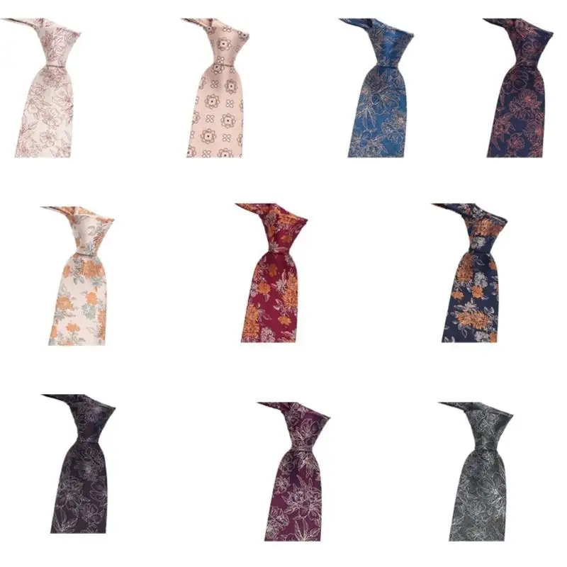 

39BB Sophisticated Men's Tie with Fashion Flower Pattern Tie Adjustable Tie for Wedding Party Multiple Colors