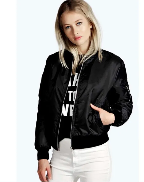 

Faionable Street Sle Women's Jaet Zipper Slim Fit ort Pure Color Outerwear Long Sve Regular Length Straight pe