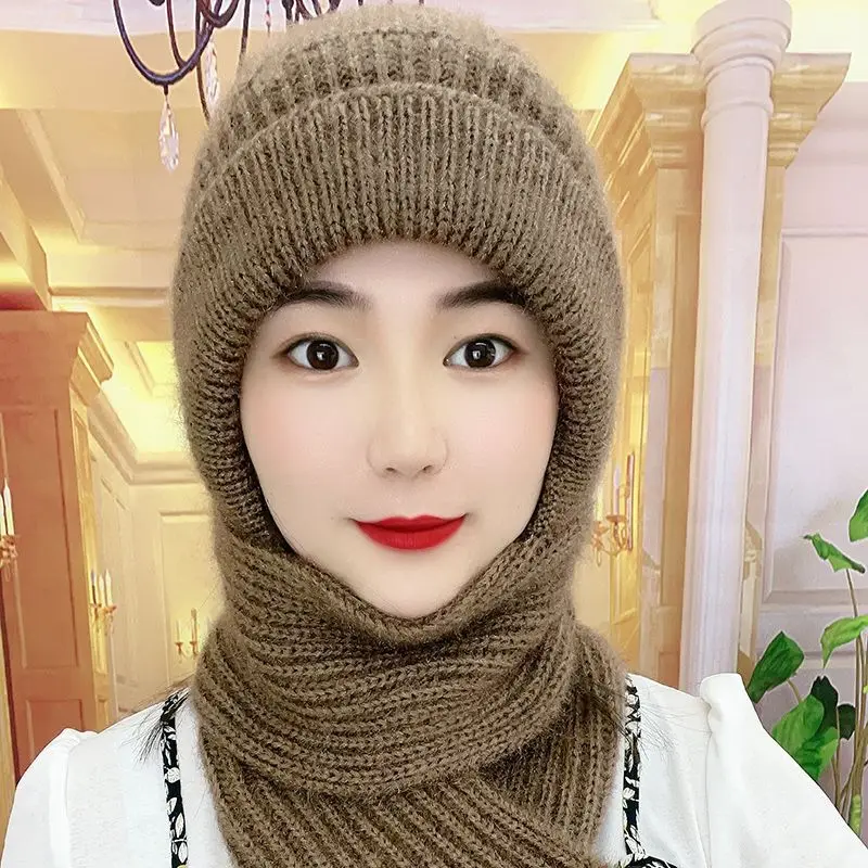 Women Winter Warm Hat Scarf Set Hats Cap Neck Warmer Casual Cap Scarf Solid Outdoor Cycling Autumn Thickening Hats