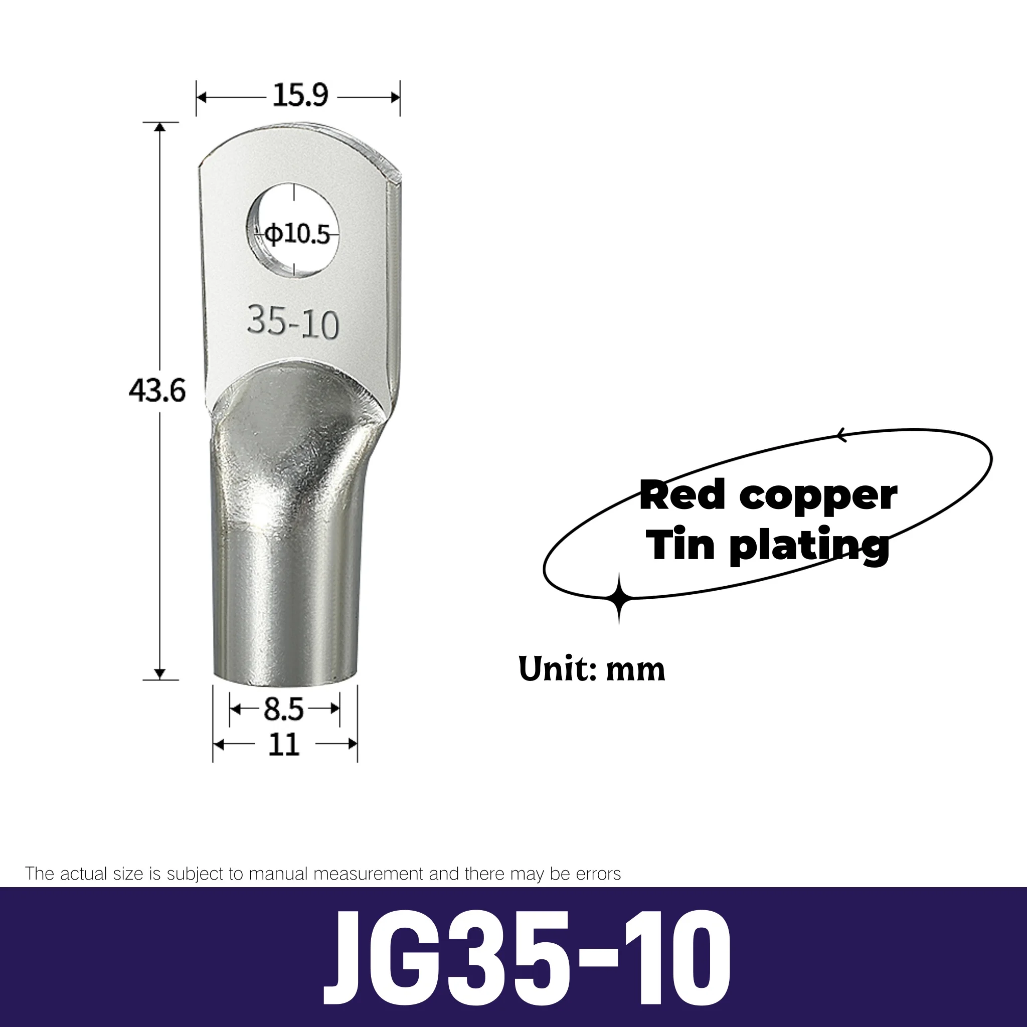 9PCS Jg Crimp Terminal Koperen Terminal voor Schepen Marine Draad Kabelschoen voor Elektrische Aansluiting Bedrading Terminal Diafragma M6 M8