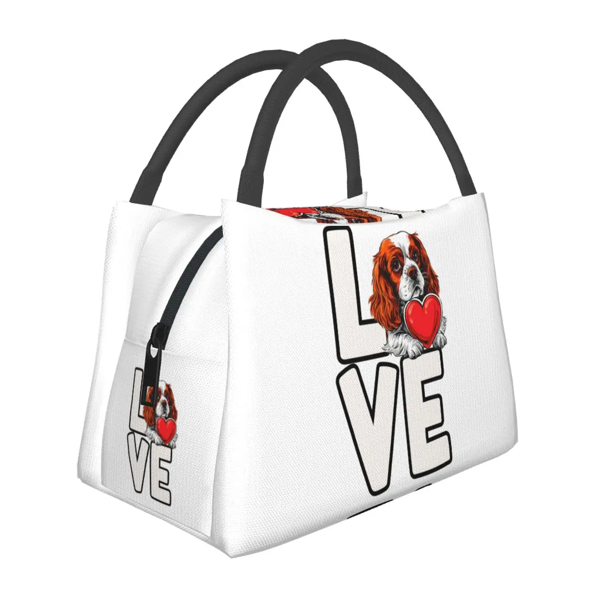 Cavalier King Charles Spaniel Dog Love Lightweight Handheld Insulated Lunch Bag Large Capacity for Adults Students Travel Picnic