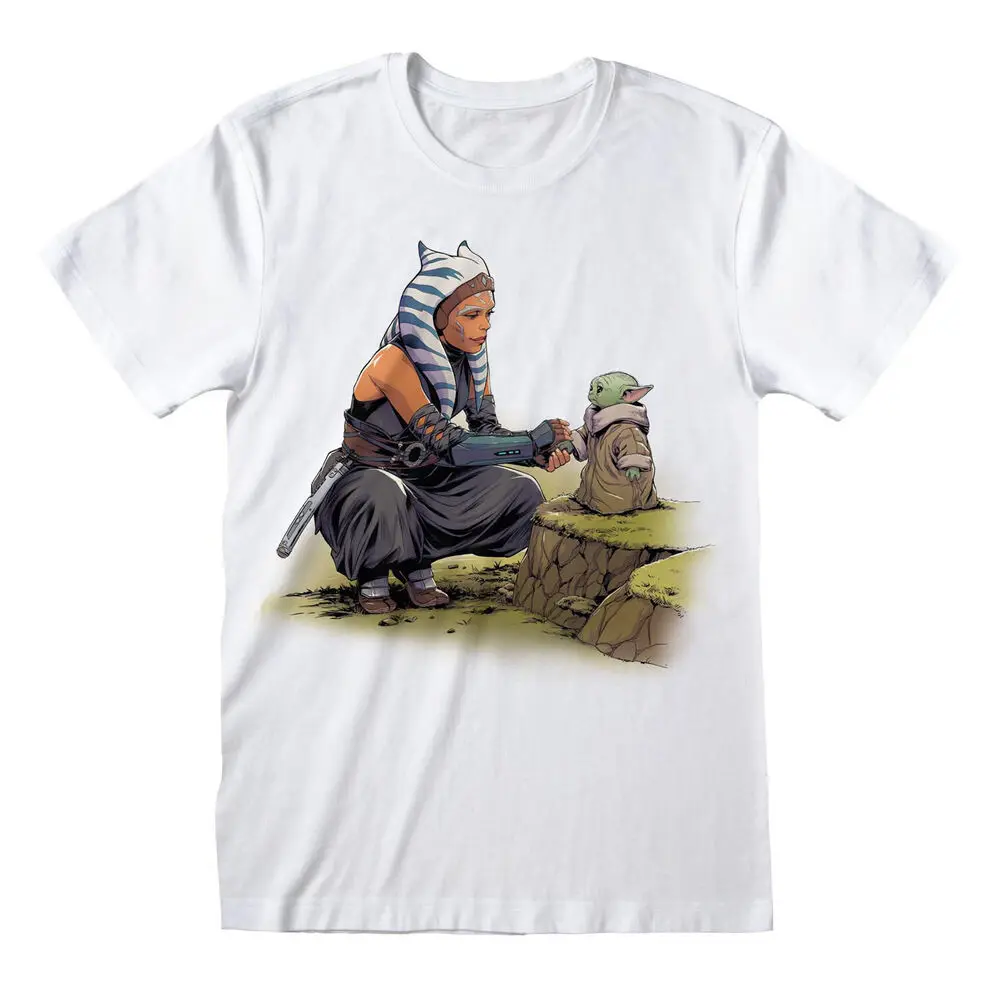 THE  AHSOKA MEETING GROGU PRINT WHITET-SHIRT  High Quality 100%Cotton Short Sleeve