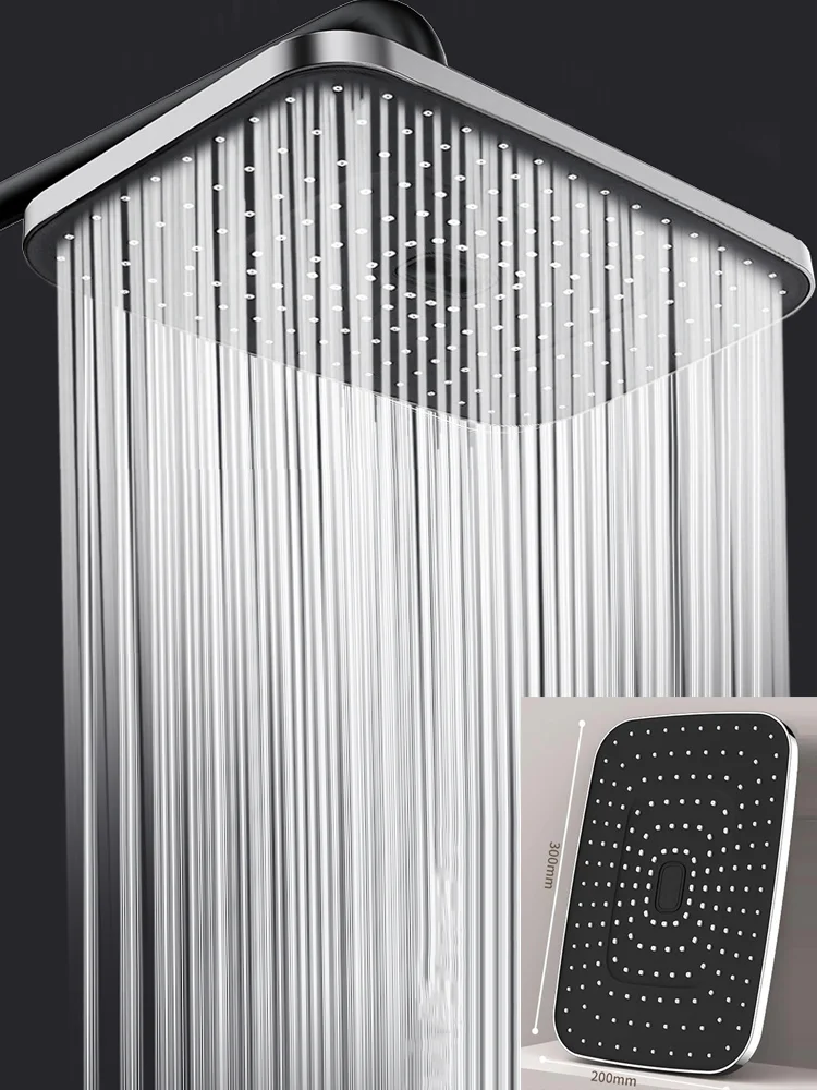 

Upgraded 12 Inches Big Panel Supercharge Ceiling Mounted Shower Head 6 Modes High Pressure Large Flow Waterfall Bathroom Shower