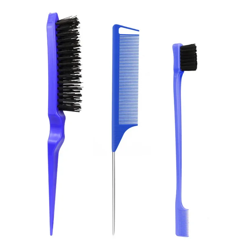 3 pieces Multifunctional Eyebrow Brush Hair Wax Trimming Comb Steel Pin Pointed Tail Picking Comb Beating Fixed Rat Tail Comb