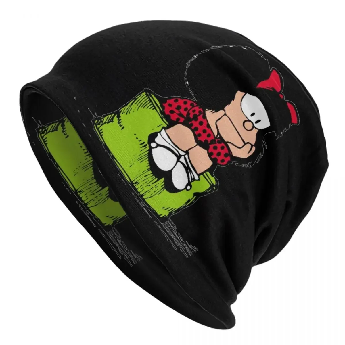 Mafalda Thinking Bonnet Hats Hip Hop Knitted Hat For Women Men Winter Warm Quino Comic Cartoon Skullies Beanies Caps